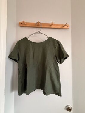 LOFT Olive Green Short Sleeve Textured Tee